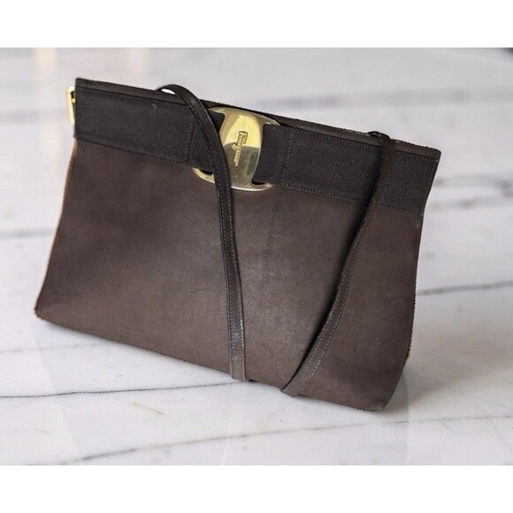 Salvatore Ferragamo Brown Suede Shoulder Crossbody bag